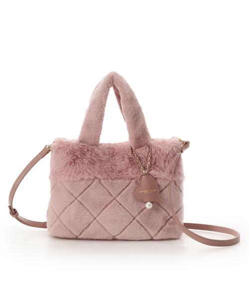 Samantha Thavasa Petit Choice（サマンサタバサ　プチチョイス）の「キルティングファーバッグ（ショルダーバッグ・レディース・ピンク/モカ/オフホワイト・FREE）」の12枚目の写真