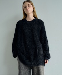 ELLUV | 【ELLUV/エルヴ】ヘビーシャギーファブリック バルーンスリーブミドルレングスニット(ニット/セーター)