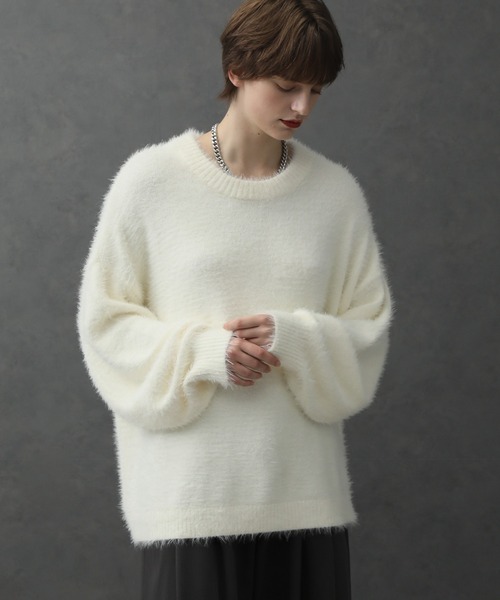 ビアズリー ウール FOX ドルマンニット シャギーニット ブラック