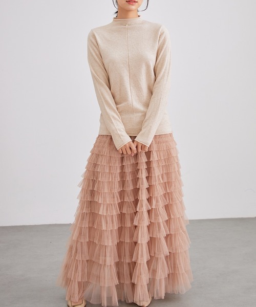 Lace Ladies(レースレディース)の「オフネック フロント チャーム ニット トップス(ニット/セーター・レディース・ブラック/アイボリー/ベージュ/チャコールグレー・FREE)」の6枚目の写真