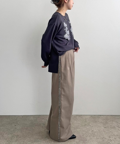 LHELBIE（レルビエ）の「レースプリントロンT（Tシャツ/カットソー・レディース・オフホワイト/チャコールグレー・M）」の13枚目の写真