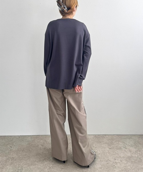 LHELBIE（レルビエ）の「レースプリントロンT（Tシャツ/カットソー・レディース・オフホワイト/チャコールグレー・M）」の14枚目の写真