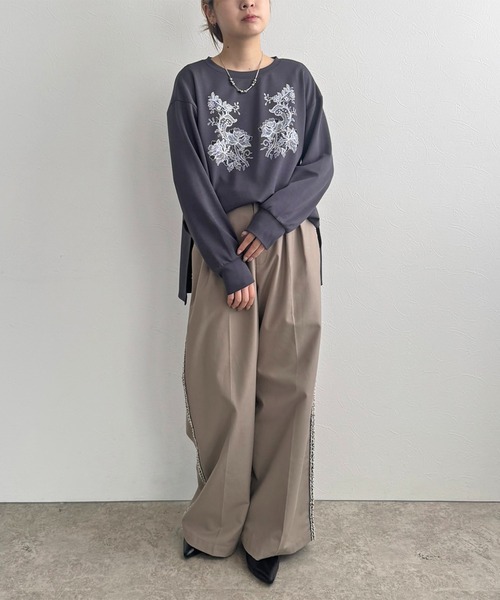 LHELBIE（レルビエ）の「レースプリントロンT（Tシャツ/カットソー・レディース・オフホワイト/チャコールグレー・M）」の15枚目の写真