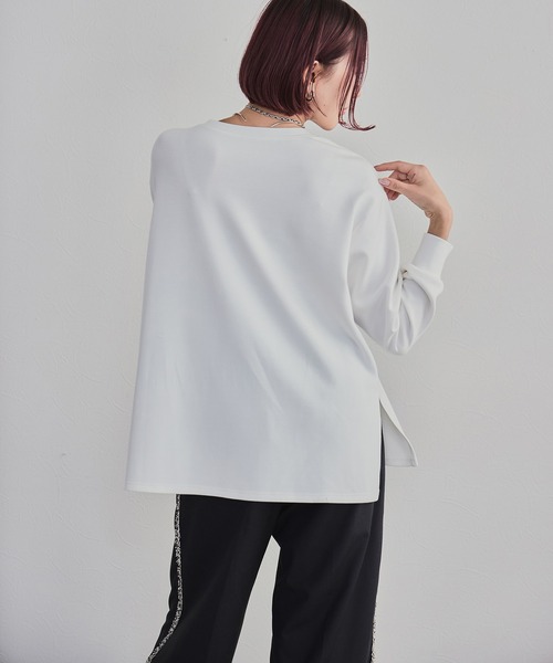 LHELBIE（レルビエ）の「レースプリントロンT（Tシャツ/カットソー・レディース・オフホワイト/チャコールグレー・M）」の10枚目の写真