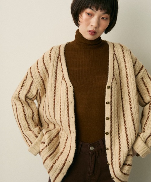 stripe over knit cardigan / ストライプニットカーディガン