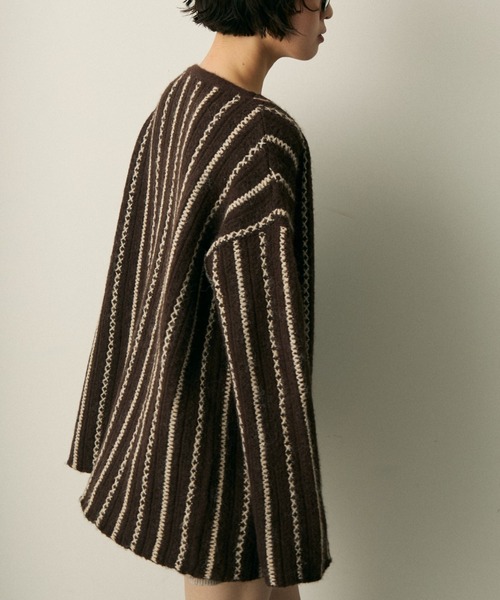 セール】stripe over knit cardigan / ストライプニットカーディガン