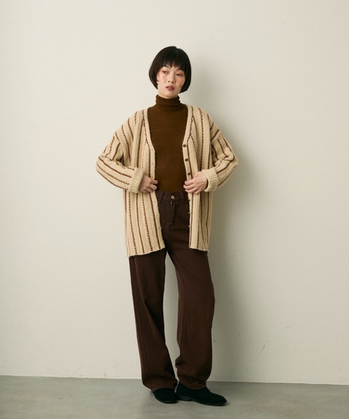 セール】stripe over knit cardigan / ストライプニットカーディガン