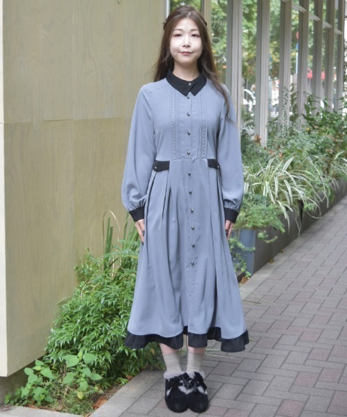 グレー フリル付き 半袖ミニワンピース axes femme グレー ワンピース グレー フリル付き 半袖ミニワンピース