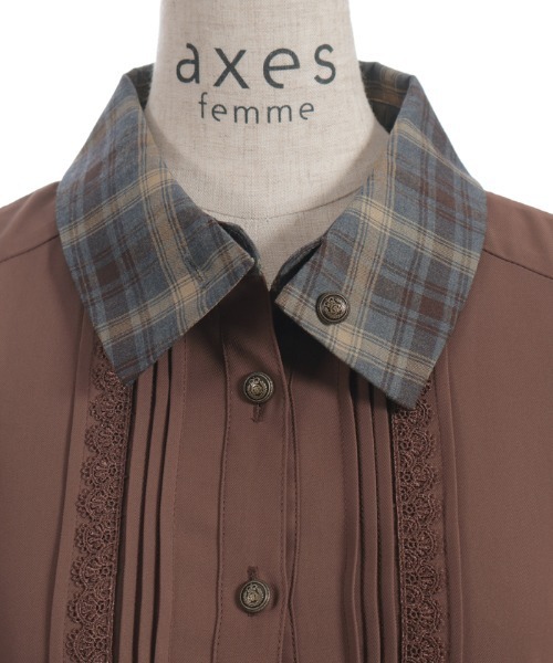 axes femme（アクシーズファム）の「襟デザイン連釦バイカラーワンピース（ワンピース・レディース・ブルーグレー/ブラウン/ブラック・MEDIUM）」の18枚目の写真