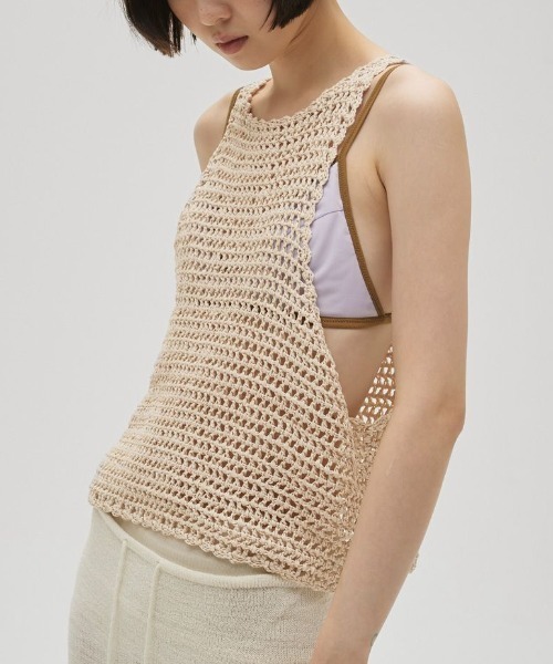 TODAYFUL(トゥデイフル)の「【TODAYFUL/トゥデイフル】Scallop Knit Tanktop/スカラップニットタンクトップ(ベスト・レディース・ブラック/レッド/キナリ・FREE)」の1枚目の写真