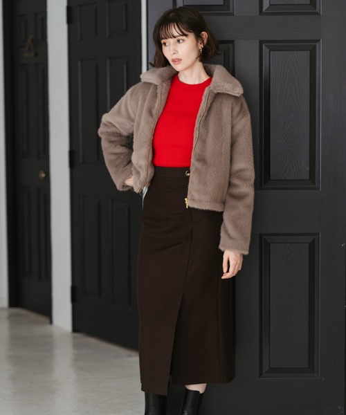 31 Sons de mode（トランテアン　ソン　ドゥ　モード）の「2025秋冬新作 袖フリルボトルネックニット（ニット/セーター・レディース・ブラック/オフホワイト/レッド/ブルー・ﾌﾘ-）」の12枚目の写真