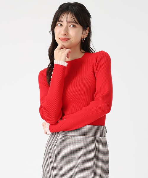 31 Sons de mode（トランテアン　ソン　ドゥ　モード）の「2025秋冬新作 袖フリルボトルネックニット（ニット/セーター・レディース・ブラック/オフホワイト/レッド/ブルー・ﾌﾘ-）」の19枚目の写真