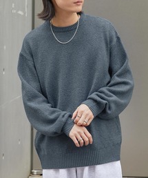 <帯電防止/ウォッシャブル/アンチピリング> ミックスヤーン オーバーサイズ クルーネックニット