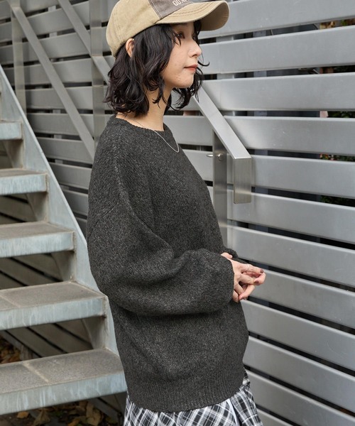 チャコール のん様 帯電防止/ウォッシャブル/アンチピリング> ミックスヤーン オーバー