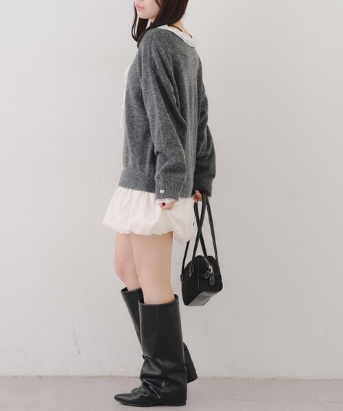 continuer de NICE CLAUP（コンティニューデナイスクラップ）の「【Ribbon Collection】レース裾バルーンミニワンピース（ワンピース・レディース・ブラウン/サックスブルー/チャコールグレー/グレー・FREE）」の12枚目の写真