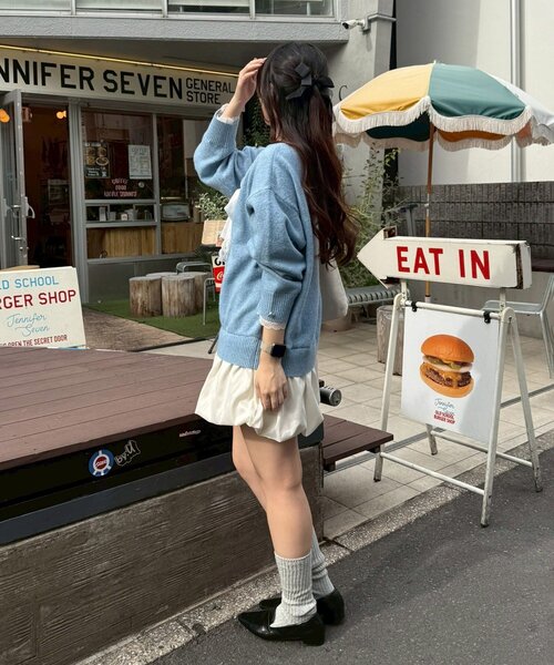 continuer de NICE CLAUP（コンティニューデナイスクラップ）の「【Ribbon Collection】レース裾バルーンミニワンピース（ワンピース・レディース・ブラウン/サックスブルー/チャコールグレー/グレー・FREE）」の18枚目の写真