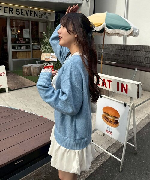 continuer de NICE CLAUP（コンティニューデナイスクラップ）の「【Ribbon Collection】レース裾バルーンミニワンピース（ワンピース・レディース・ブラウン/サックスブルー/チャコールグレー/グレー・FREE）」の19枚目の写真