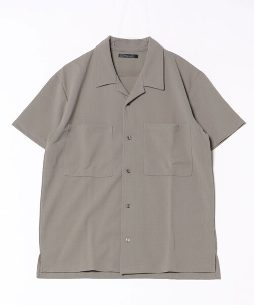 Bling Leads（ブリングリーズ）の「【RES】梨地オープン半袖シャツ（シャツ/ブラウス・レディース・グレイッシュベージュ/ブラウン・LARGE）」の2枚目の写真