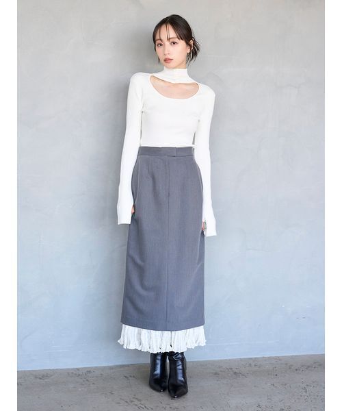 SNIDEL(スナイデル)の「2wayハイネックプルオーバー(ニット/セーター・レディース・アイボリー/ブラック/ブラウン/ピンク・F)」の16枚目の写真
