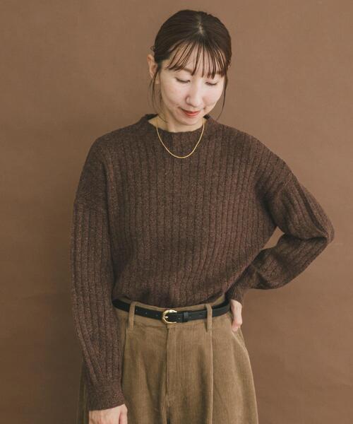 ITEMS URBANRESEARCH(アイテムズ アーバンリサーチ)の「ワイドリブラメニット(ニット/セーター・レディース・ブラウン/ピンク/グレー・FREE)」の4枚目の写真