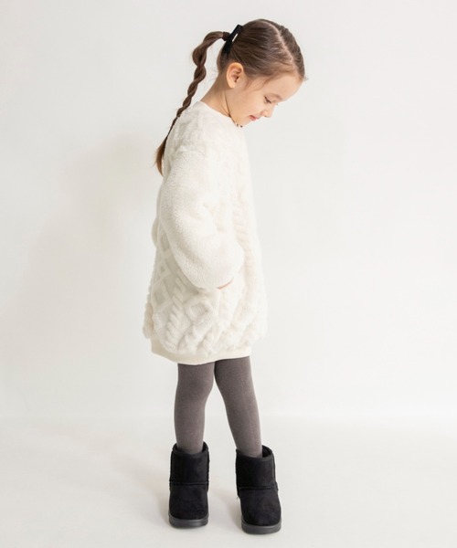 BRANSHES（ブランシェス）の「アソートボアワンピース（ワンピース・キッズ・アイボリー/ピンクベージュ/チャコールグレー・120/100/80/110/130/140/90/150）」の4枚目の写真