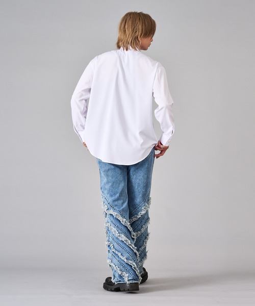 REGIEVO（レジエボ）の「王子系フリルシャツ（シャツ/ブラウス・メンズ・ブラック/オフホワイト・MEDIUM/LARGE）」の14枚目の写真