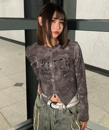 A'GEM/9 × .kom 『.KOM/ドットケーオーエム』Splatter Tie-Dye Cutting Zip Jacket/Y2Kスプラッタータイダイ カッティングジップジャケット