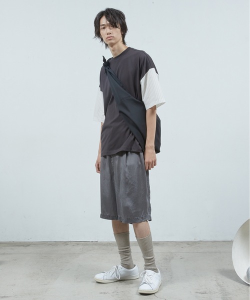 Dulcamara（ドゥルカマラ）の「シャツ切替ワイドT（Tシャツ/カットソー・メンズ・グリーン系/ホワイト系/ネイビー・0/1）」の4枚目の写真