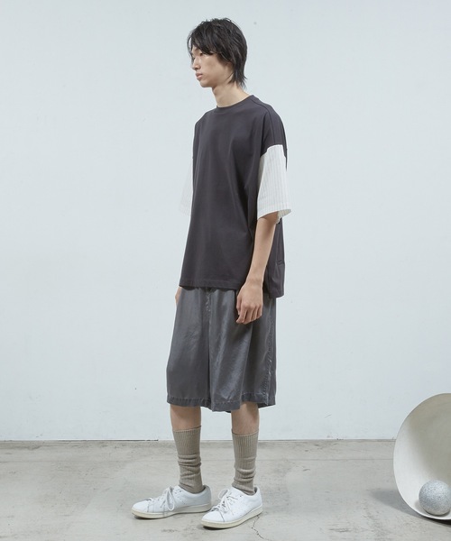 Dulcamara（ドゥルカマラ）の「シャツ切替ワイドT（Tシャツ/カットソー・メンズ・グリーン系/ホワイト系/ネイビー・0/1）」の6枚目の写真