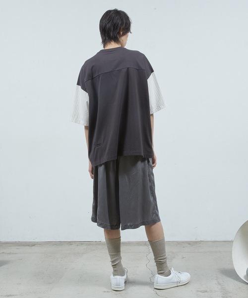 Dulcamara（ドゥルカマラ）の「シャツ切替ワイドT（Tシャツ/カットソー・メンズ・グリーン系/ホワイト系/ネイビー・0/1）」の7枚目の写真