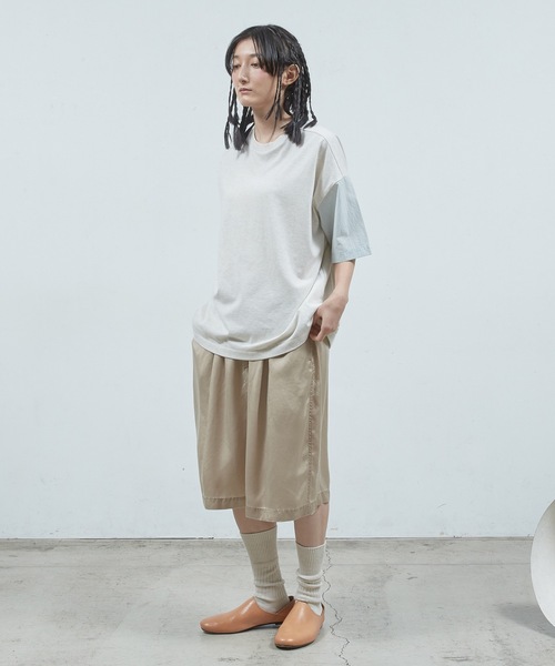 Dulcamara（ドゥルカマラ）の「シャツ切替ワイドT（Tシャツ/カットソー・メンズ・グリーン系/ホワイト系/ネイビー・0/1）」の8枚目の写真