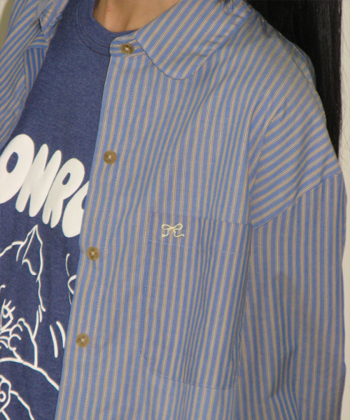 RONRON(ロンロン)の「EMBO KITSCH CAT OVER FIT T SHIRT VINTAGE BLUE(Tシャツ/カットソー・レディース・その他・FREE)」の6枚目の写真