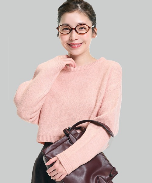 coca(coca)(コカ)の「縮絨ニットクロップド丈トップス(ニット/セーター・レディース・ブラウン/ライトピンク/グレー・L/M/S)」の3枚目の写真