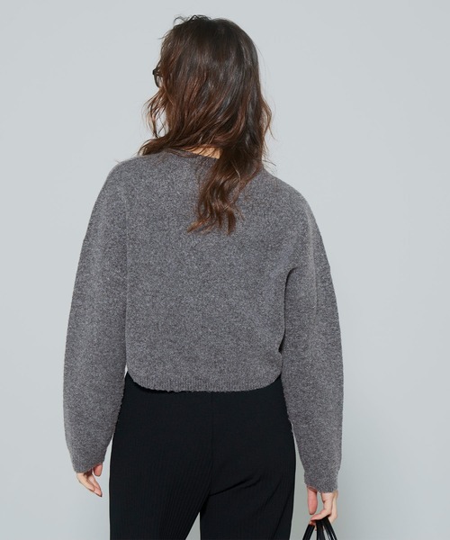 Coco様グレーニット coca（coca）（コカ）の「縮絨ニットクロップド丈トップス（ニット