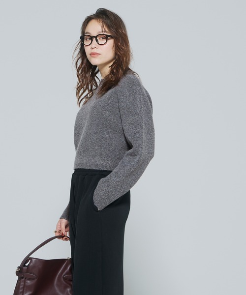 coca(coca)(コカ)の「縮絨ニットクロップド丈トップス(ニット/セーター・レディース・ブラウン/ライトピンク/グレー・L/M/S)」の8枚目の写真