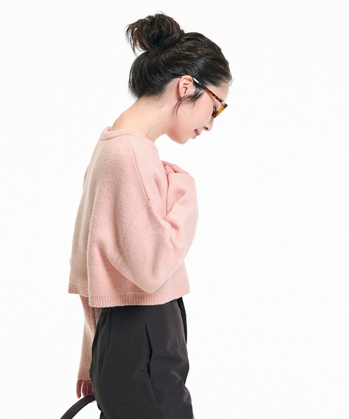 coca(coca)(コカ)の「縮絨ニットクロップド丈トップス(ニット/セーター・レディース・ブラウン/ライトピンク/グレー・L/M/S)」の10枚目の写真