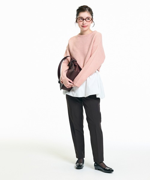 coca(coca)(コカ)の「縮絨ニットクロップド丈トップス(ニット/セーター・レディース・ブラウン/ライトピンク/グレー・L/M/S)」の13枚目の写真