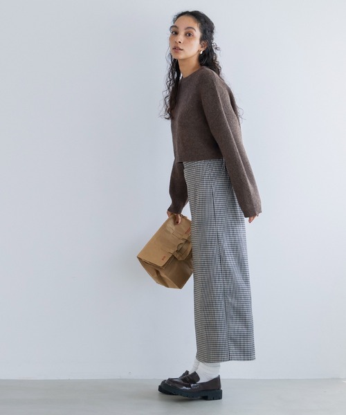 coca(coca)(コカ)の「縮絨ニットクロップド丈トップス(ニット/セーター・レディース・ブラウン/ライトピンク/グレー・L/M/S)」の15枚目の写真