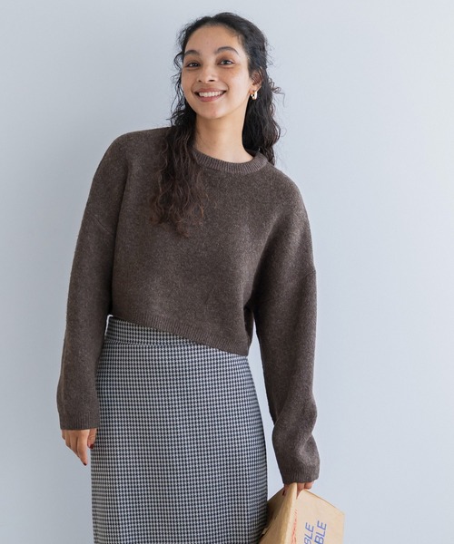 coca(coca)(コカ)の「縮絨ニットクロップド丈トップス(ニット/セーター・レディース・ブラウン/ライトピンク/グレー・L/M/S)」の16枚目の写真