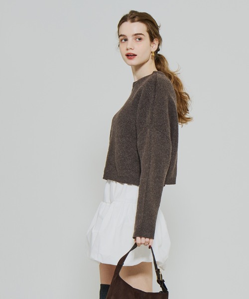 coca(coca)(コカ)の「縮絨ニットクロップド丈トップス(ニット/セーター・レディース・ブラウン/ライトピンク/グレー・L/M/S)」の17枚目の写真