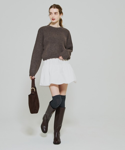 coca(coca)(コカ)の「縮絨ニットクロップド丈トップス(ニット/セーター・レディース・ブラウン/ライトピンク/グレー・L/M/S)」の18枚目の写真