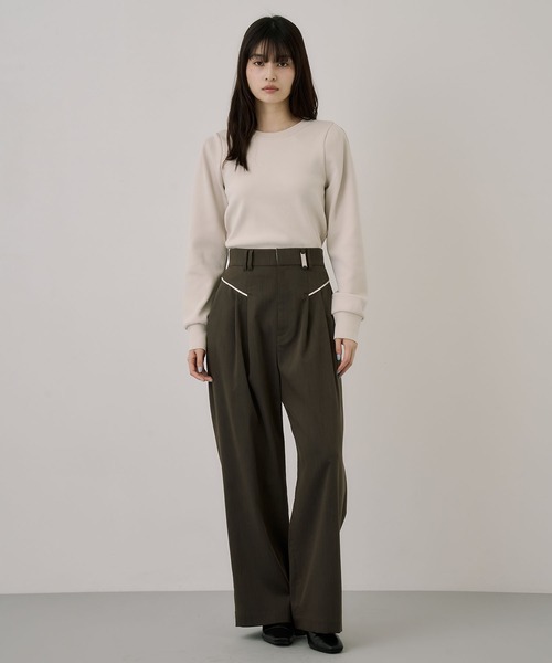 UNITED TOKYO(ユナイテッドトウキョウ)の「プレートループパンツ|ウォッシャブル/防シワ/ストレッチ/オフィスカジュアル/細見え/秋服/冬服(スラックス・レディース・ブラウン/ブラック・1/2/3)」の12枚目の写真