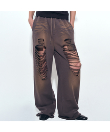 DESTROYED COTTON LOUNGE PANTS_CHARCOAL