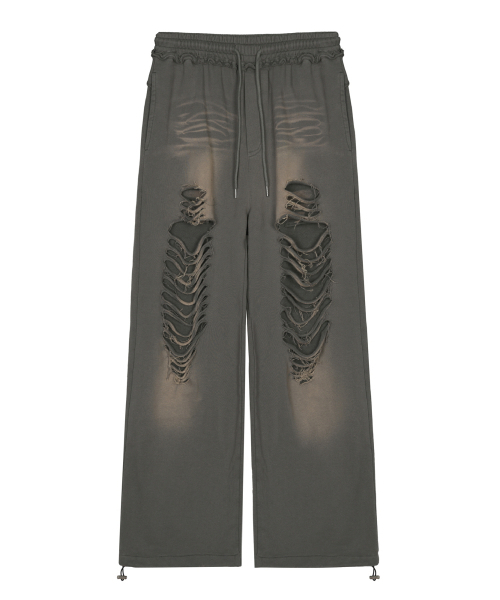 NICK&NICOLE(ニックアンドニコール)の「DESTROYED COTTON LOUNGE PANTS_CHARCOAL(スウェットパンツ・レディース・チャコール・FREE)」の4枚目の写真