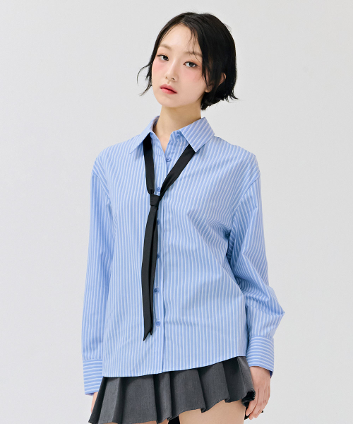 CHASECULT(チェイスカルト)の「レディース ベーシックストライプシャツ-スカイブルー(シャツ/ブラウス・レディース・スカイブルー・90/85)」の3枚目の写真