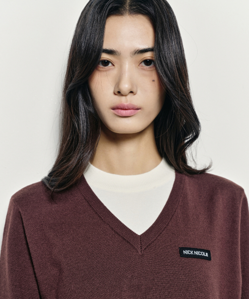 NICK&NICOLE(ニックアンドニコール)の「LAYERED ROUND V NECK KNIT_BROWN(ニット/セーター・レディース・その他・FREE)」の3枚目の写真