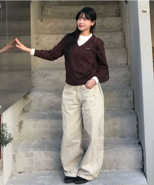 NICK&NICOLE(ニックアンドニコール)の「LAYERED ROUND V NECK KNIT_BROWN(ニット/セーター・レディース・その他・FREE)」の6枚目の写真