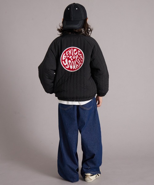 PAIRMANON STREET（ペアマノンストリート）の「中わた キルティング バックロゴ ブルゾン【PAIRMANON STREET】（MA-1・キッズ・ブラック/ブラウン/ネイビー・100/110/120/130/140/150/160/90）」の6枚目の写真