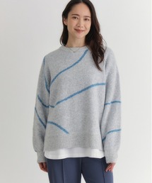 Right-on | 【HONEYSUCKLE ROSE】ヘンケイライン柄セーター (リラックスシルエット / カジュアルスタイル / 保温性抜群)(ニット/セーター)