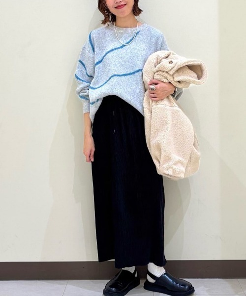 Right-on(ライトオン)の「HONEYSUCKLE ROSE(ハニーサックルローズ)【レディース】ヘンケイライン柄セーター(ニット/セーター・レディース・ダークグレー/オレンジ/ライトグレー・S/M/L)」の13枚目の写真
